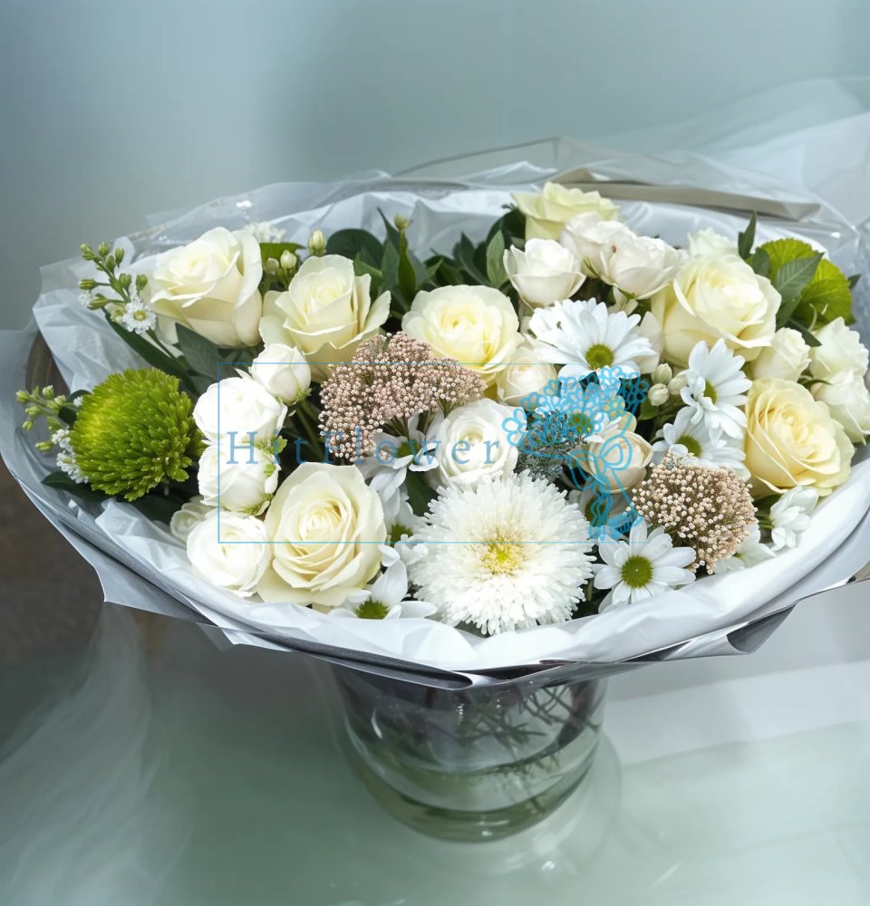 Букет цветов Белоснежная гармония Букет цветов из: Розы и Хризантемы